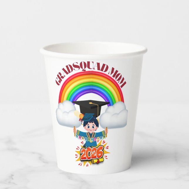 Vasos De Papel Proud Mom Grad Squad 2026 (Anverso)