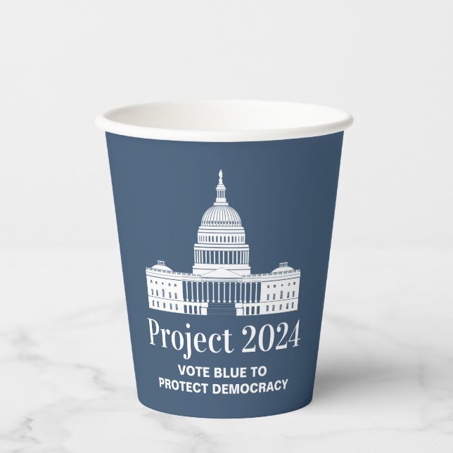 Vasos De Papel Proyecto 2024 Votación por la democracia (Anverso)