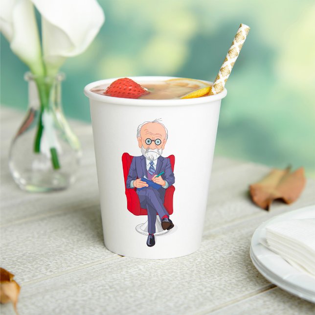 Vasos De Papel Psicólogo en traje con tablilla de Notepad (Subido por el creador)