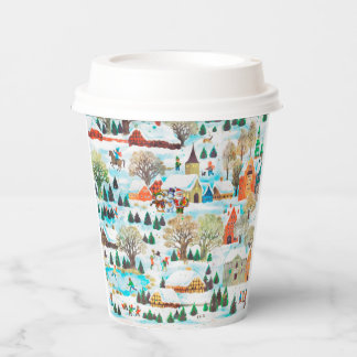 Vasos De Papel Pueblo de Navidades de bandas de pingüino de Santa
