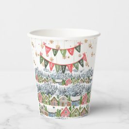 Vasos De Papel Pueblo de Navidades de nieve