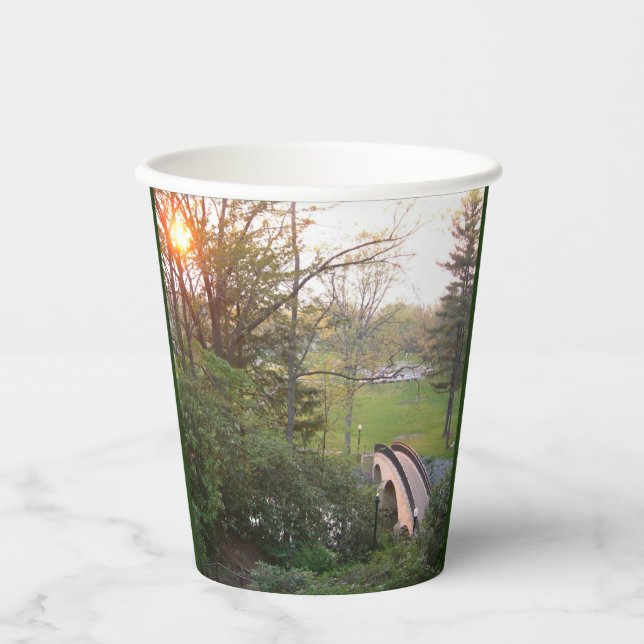 Vasos De Papel Puente arco iris atardecer en el Grove City Colleg (Anverso)