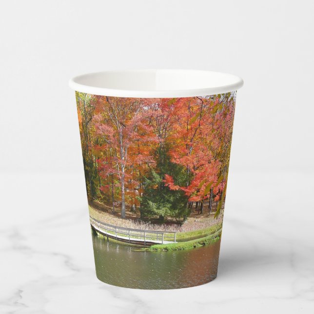 Vasos De Papel Puente Seven Springs Fall III Paisaje de Otoño (Izquierda)