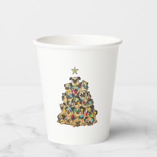 Vasos De Papel Pug Christmas Tree Merry Dogmas Cute