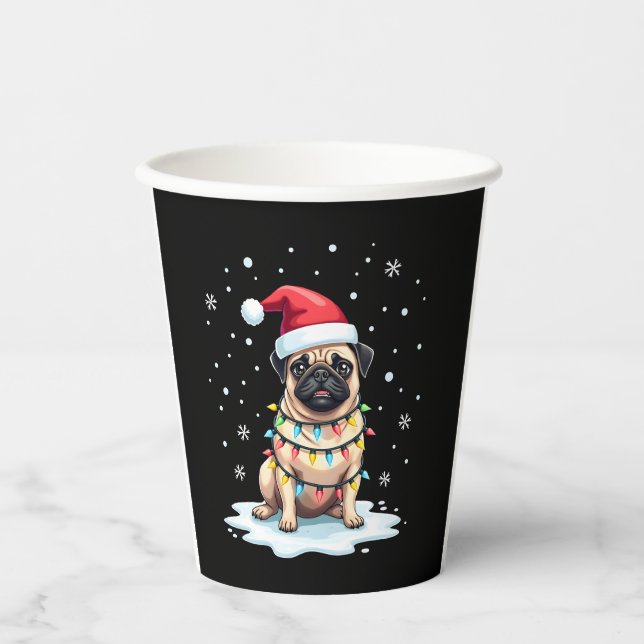 Vasos De Papel Pug Dog Christmas Men Women (1) (Anverso)