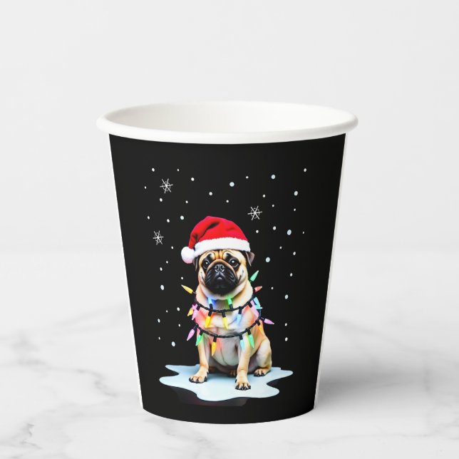 Vasos De Papel Pug Dog Christmas Men Women (3) (Anverso)