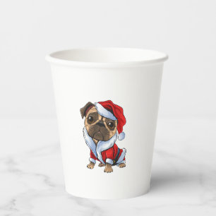 Vasos De Papel Pug Santa Navidades de disfraces Pajama Cute Perro