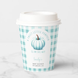 Vasos De Papel Pumpkin Blue Gingham Plaid Boy Baby Shower