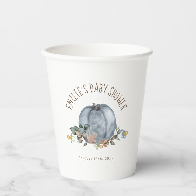 Vasos De Papel Pumpkins & Pacificadores Boy Baby Shower (Anverso)