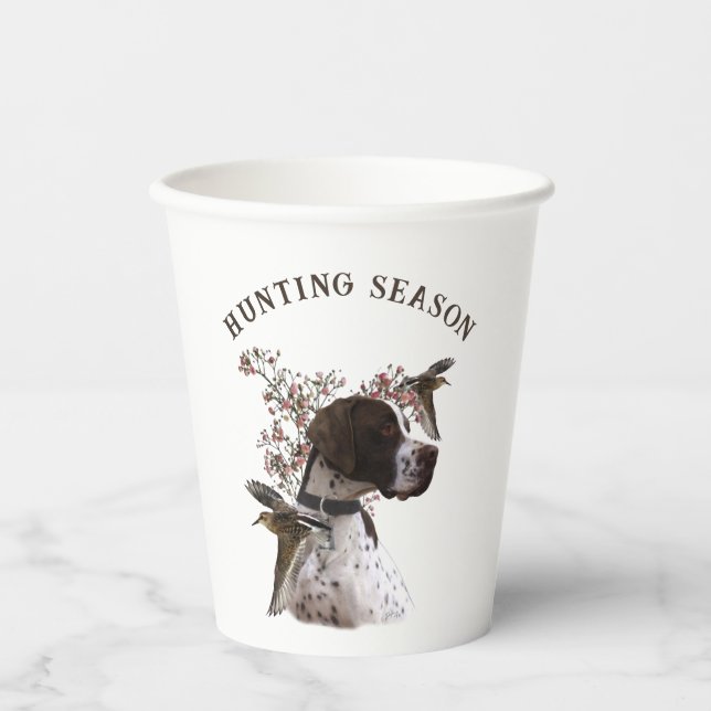 Vasos De Papel Puntero inglés, caza de aves (Anverso)
