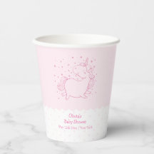 Punto de Polka Moderno Rosa Cute Unicornio Baby Sh