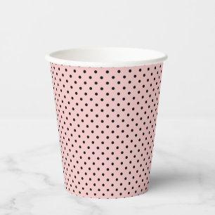 Vasos De Papel Punto de polka negra rosa