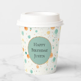 Vasos De Papel Puntos de Tangerina Turquesa