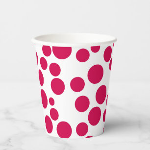 Vasos De Papel puntos rojos de polka en un fondo blanco