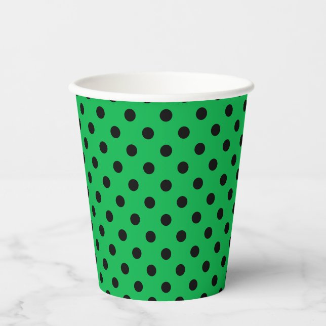 Vasos De Papel Puntos verdes y negros (Anverso)