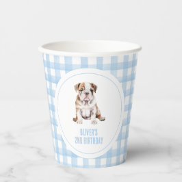 Vasos De Papel Puppy bulldog preppy plaid birthday