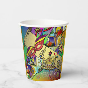 Vasos De Papel Purim Esther Celebración Arte ligero Imprimir