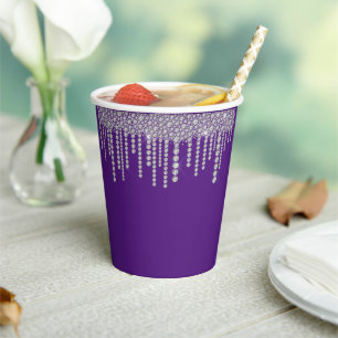 Vasos De Papel Purple Bling Girly Sparkle