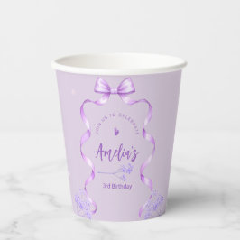 Vasos De Papel Purple Bow Birthday Any Age