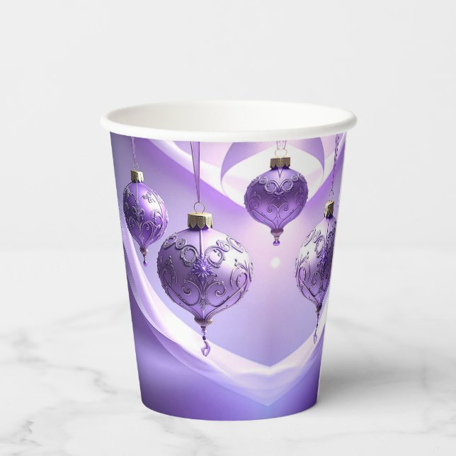 Vasos De Papel Purple Christmas Ball Holiday Paper Cups (Reverso )