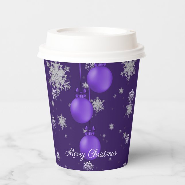 Vasos De Papel Purple Christmas Ornaments Paper Cup (Anverso)