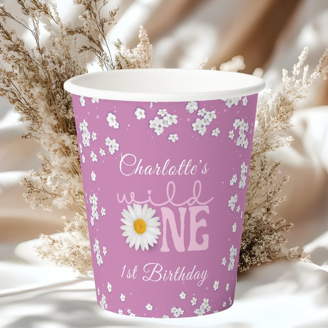 Vasos De Papel Purple Daisy Wild One 1st Birthday (Subido por el creador)