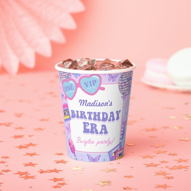 Vasos De Papel Purple Disco En Mi Cumpleaños Era (in situ)