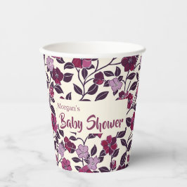 Vasos De Papel Purple Floral Baby Shower