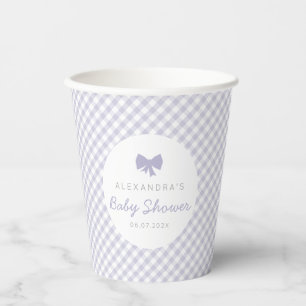 Vasos De Papel Purple gingham lindo chica ducha bebé