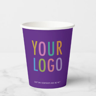 Vasos De Papel Purple Paper Cups Custom Company Logo Branded 8 oz