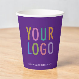 Vasos De Papel Purple Paper Cups Custom Company Logo Branded 8 oz
