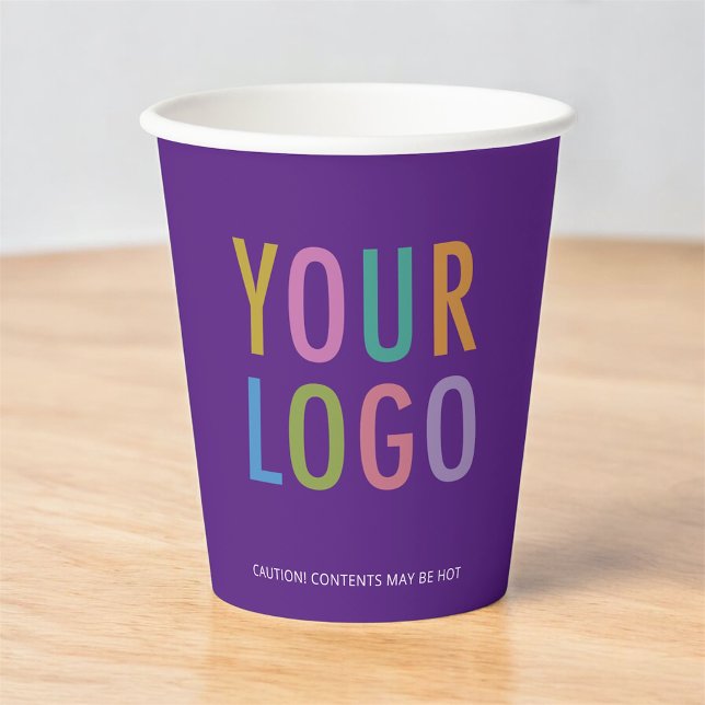 Vasos De Papel Purple Paper Cups Custom Company Logo Branded 8 oz (MISOOK Purple Paper Cups with Logo)