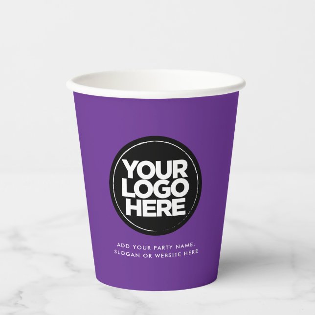 Vasos De Papel Purple | Personalized Logo and Text (Anverso)