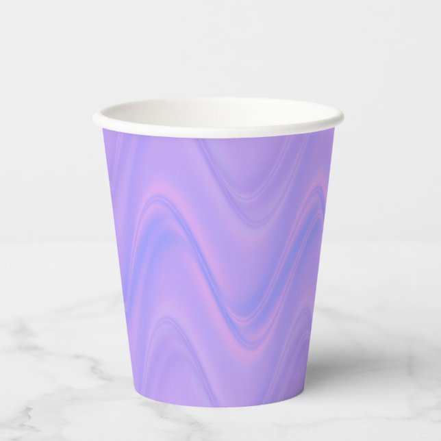 Vasos De Papel Purple Pink Wavy Lines Pattern (Anverso)