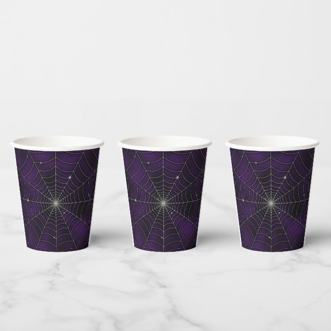 VASOS DE PAPEL PURPLE SILVER SPOOKY HALLOWEB SPIDER WEB (Multi)