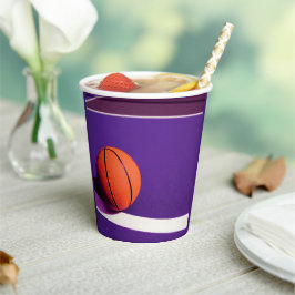 Vasos De Papel Purple Sports Birday Party Court & Basketball