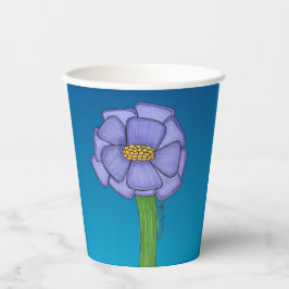 Vasos De Papel Purple Square Flower with Blue background