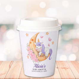 Vasos De Papel Purple Unicorn Baby Shower Girl
