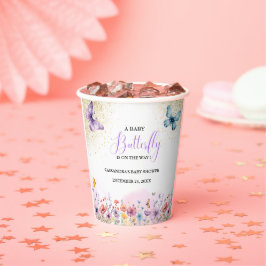 Vasos De Papel Púrpura Bebé mariposa Bebé Ducha