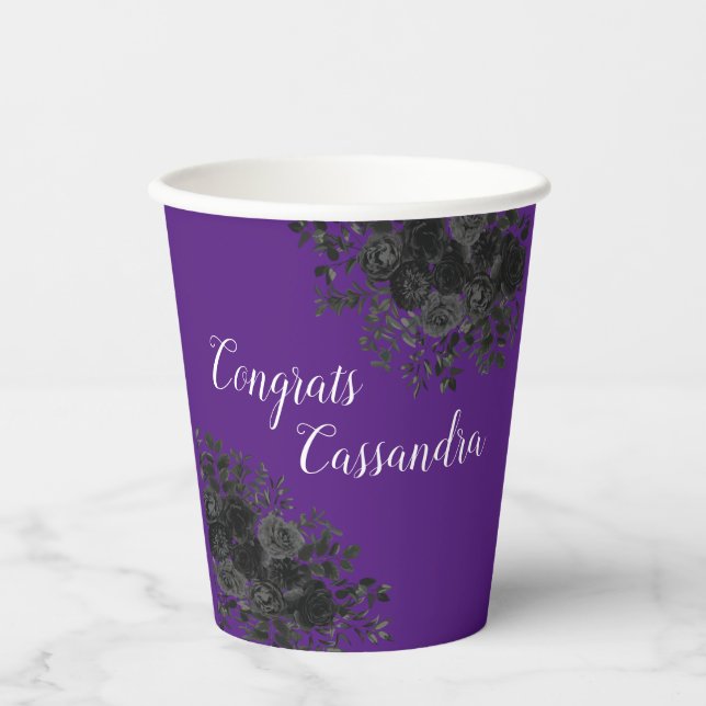 Vasos De Papel Púrpura del partido de graduación gótica oscuro Ro (Anverso)