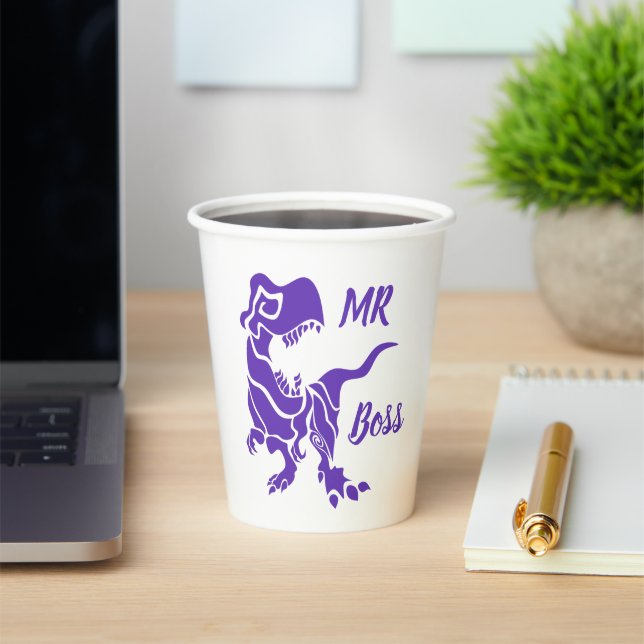 Vasos De Papel Púrpura Trex el jefe Dino (in situ)