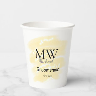 Vasos De Papel Purpurina amarillo añade tu nombre groomsmens rega