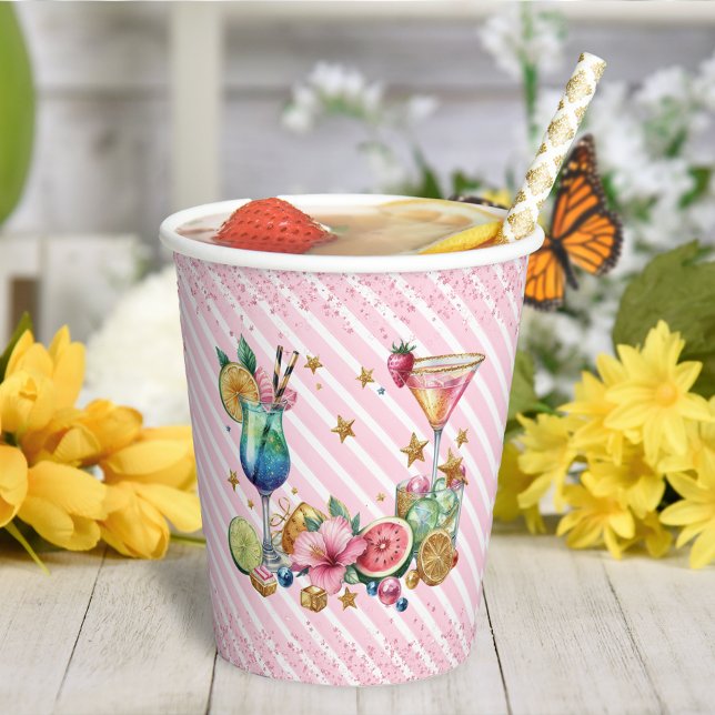 Vasos De Papel Purpurina de caramelo de cóctel rosado Cubos de pa (Subido por el creador)