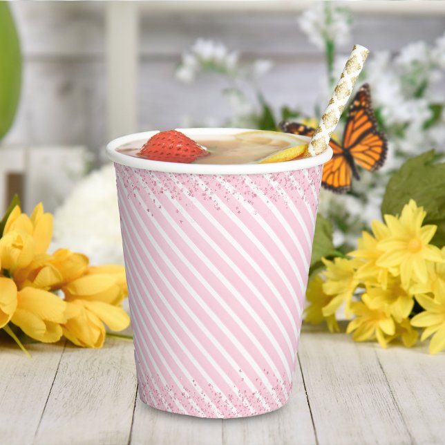 Vasos De Papel Purpurina de caramelos rosados (Subido por el creador)