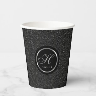 Vasos De Papel Purpurina de espárragos negros de lujo monogramado