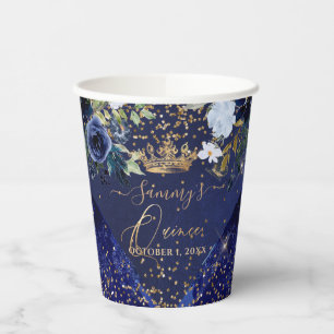 Vasos De Papel Purpurina de oro azul de la marina PixDezines Quin