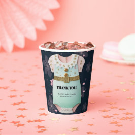 Vasos De Papel Purpurina de oro Baby Clothes Floral Baby Shower