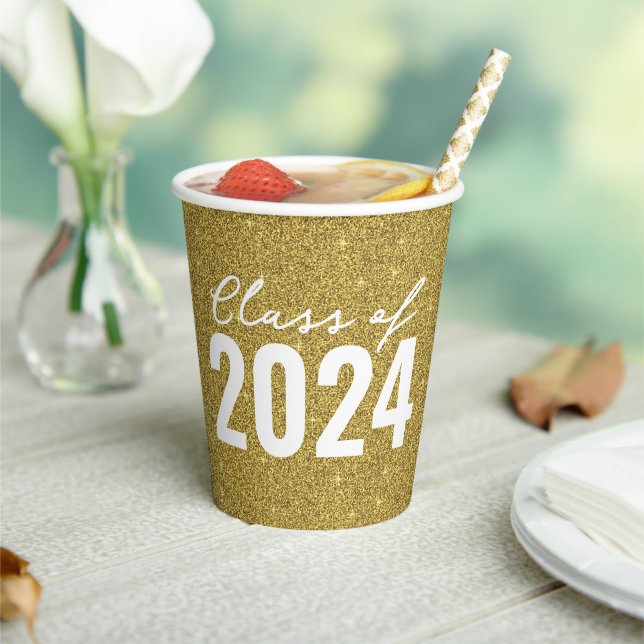 Vasos De Papel Purpurina de oro de clase personalizado (in situ)