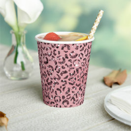 Vasos De Papel Purpurina de parkle de impresión de leopardo rosa