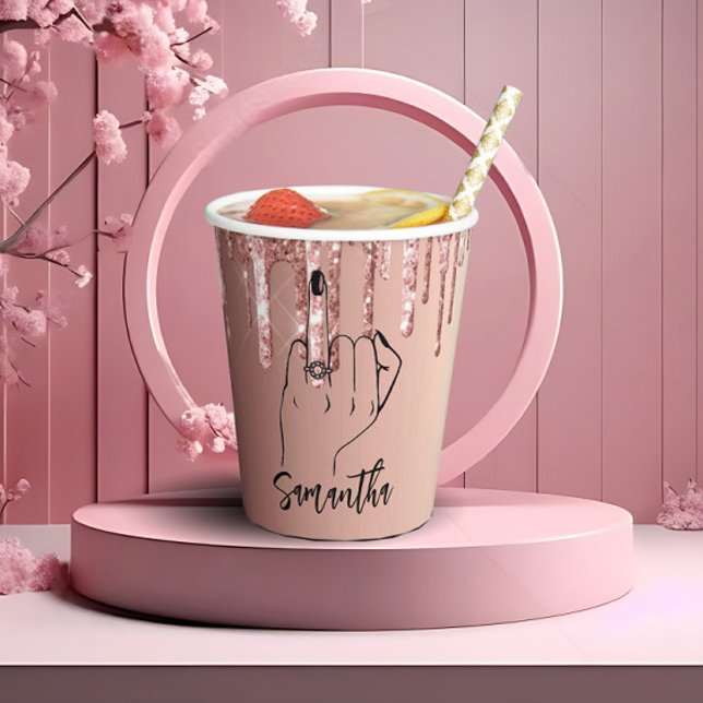 Vasos De Papel Purpurina Drips Bridal | Anillo de Bachelorette Pa (Subido por el creador)